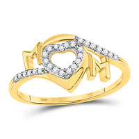 Load image into Gallery viewer, 10kt Yellow Gold Womens Round Diamond Mom Mother Heart Ring 1/10 Cttw
