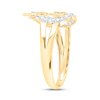 Load image into Gallery viewer, 10kt Yellow Gold Womens Round Diamond Mom Mother Heart Butterfly Ring 1/6 Cttw
