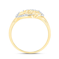 Load image into Gallery viewer, 10kt Yellow Gold Womens Round Diamond Mom Mother Heart Butterfly Ring 1/6 Cttw
