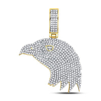 Load image into Gallery viewer, 10kt Yellow Gold Mens Round Diamond Eagle Head Charm Pendant 1.00 Cttw
