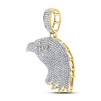 Load image into Gallery viewer, 10kt Yellow Gold Mens Round Diamond Eagle Head Charm Pendant 1.00 Cttw
