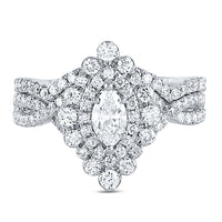 Load image into Gallery viewer, 14kt White Gold Womens Marquise Diamond Bridal Wedding Engagement Ring Band Set 2.00 Cttw  (Certified)
