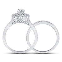 Load image into Gallery viewer, 14kt White Gold Womens Marquise Diamond Bridal Wedding Engagement Ring Band Set 1-1/4 Cttw (Certified)
