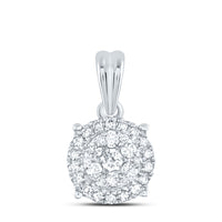 Load image into Gallery viewer, 14kt White Gold Womens Round Diamond Halo Cluster Pendant 1/4 Cttw
