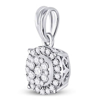 Load image into Gallery viewer, 14kt White Gold Womens Round Diamond Halo Cluster Pendant 1/4 Cttw
