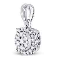 Load image into Gallery viewer, 14kt White Gold Womens Round Diamond Halo Cluster Pendant 1/4 Cttw
