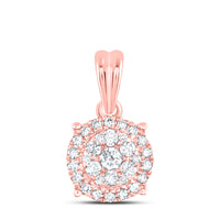 Load image into Gallery viewer, 14kt Rose Gold Womens Round Diamond Halo Cluster Pendant 1/4 Cttw
