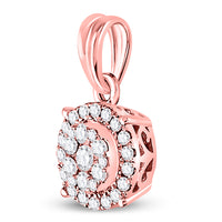 Load image into Gallery viewer, 14kt Rose Gold Womens Round Diamond Halo Cluster Pendant 1/4 Cttw
