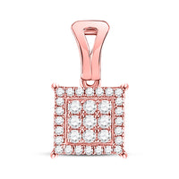 Load image into Gallery viewer, 14kt Rose Gold Womens Round Diamond Square Cluster Pendant 1/4 Cttw
