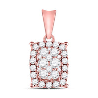 Load image into Gallery viewer, 14kt Rose Gold Womens Round Diamond Rectangular Cluster Pendant 1/2 Cttw
