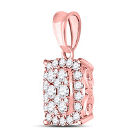Load image into Gallery viewer, 14kt Rose Gold Womens Round Diamond Rectangular Cluster Pendant 1/2 Cttw
