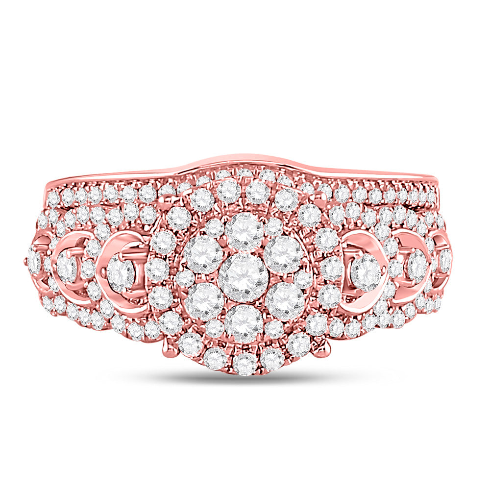 14kt Rose Gold Womens Round Diamond Bridal Wedding Engagement Ring Band Set 1.00 Cttw