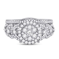 Load image into Gallery viewer, 14kt White Gold Womens Round Diamond Bridal Wedding Engagement Ring Band Set 1.00 Cttw
