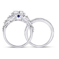 Load image into Gallery viewer, 14kt White Gold Womens Round Diamond Bridal Wedding Engagement Ring Band Set 1.00 Cttw
