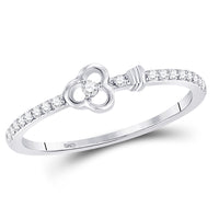 Load image into Gallery viewer, 10kt White Gold Womens Round Diamond Stackable Key Ring 1/8 Cttw
