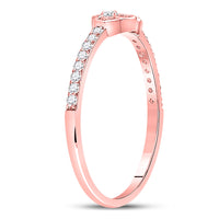 Load image into Gallery viewer, 10kt Rose Gold Womens Round Diamond Stackable Key Ring 1/8 Cttw
