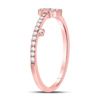 Load image into Gallery viewer, 10kt Rose Gold Womens Round Diamond Key Stackable Band Ring 1/8 Cttw
