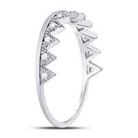 Load image into Gallery viewer, 10kt White Gold Womens Round Diamond Beaded Chevron Stackable Band Ring 1/10 Cttw
