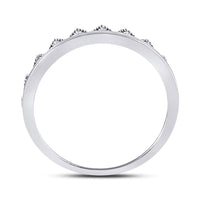 Load image into Gallery viewer, 10kt White Gold Womens Round Diamond Beaded Chevron Stackable Band Ring 1/10 Cttw
