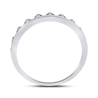 Load image into Gallery viewer, 10kt White Gold Womens Round Diamond Beaded Chevron Stackable Band Ring 1/10 Cttw
