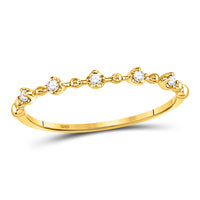 Load image into Gallery viewer, 10kt Yellow Gold Womens Round Diamond Bead Dot Stackable Ring 1/20 Cttw
