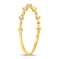 Load image into Gallery viewer, 10kt Yellow Gold Womens Round Diamond Bead Dot Stackable Ring 1/20 Cttw
