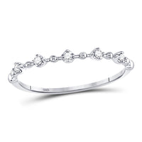 Load image into Gallery viewer, 10kt White Gold Womens Round Diamond Bead Dot Stackable Ring 1/20 Cttw
