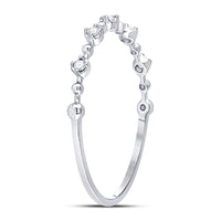 Load image into Gallery viewer, 10kt White Gold Womens Round Diamond Bead Dot Stackable Ring 1/20 Cttw
