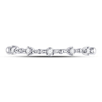 Load image into Gallery viewer, 10kt White Gold Womens Round Diamond Bead Dot Stackable Ring 1/20 Cttw
