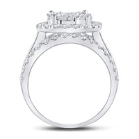 Load image into Gallery viewer, 14kt White Gold Womens Round Diamond Cluster Bridal Wedding Engagement Ring 2.00 Cttw
