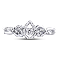 Load image into Gallery viewer, 10kt White Gold Womens Round Diamond Teardrop Cluster Curl Ring 1/8 Cttw
