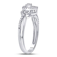 Load image into Gallery viewer, 10kt White Gold Womens Round Diamond Teardrop Cluster Curl Ring 1/8 Cttw
