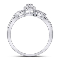 Load image into Gallery viewer, 10kt White Gold Womens Round Diamond Teardrop Cluster Curl Ring 1/8 Cttw
