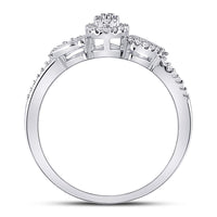 Load image into Gallery viewer, 10kt White Gold Womens Round Diamond Teardrop Cluster Curl Ring 1/8 Cttw
