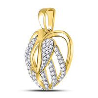 Load image into Gallery viewer, 10kt Yellow Gold Womens Round Diamond Heart Open Strand Pendant 1/5 Cttw
