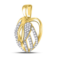 Load image into Gallery viewer, 10kt Yellow Gold Womens Round Diamond Heart Open Strand Pendant 1/5 Cttw
