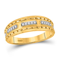 Load image into Gallery viewer, 14kt Yellow Gold His &amp; Hers Round Diamond Cluster Matching Bridal Wedding Ring Band Set 5/8 Cttw
