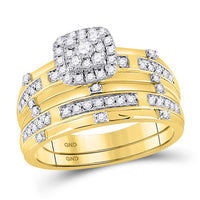 Load image into Gallery viewer, 14kt Yellow Gold His &amp; Hers Round Diamond Solitaire Matching Bridal Wedding Ring Band Set 3/4 Cttw
