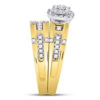 Load image into Gallery viewer, 14kt Yellow Gold His &amp; Hers Round Diamond Solitaire Matching Bridal Wedding Ring Band Set 3/4 Cttw
