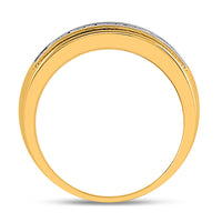 Load image into Gallery viewer, 14kt Yellow Gold Mens Round Diamond Single Row Textured Wedding Band Ring 1.00 Cttw
