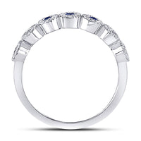 Load image into Gallery viewer, 10kt White Gold Womens Round Blue Sapphire Stackable Band Ring 1/2 Cttw
