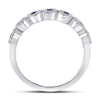 Load image into Gallery viewer, 10kt White Gold Womens Round Blue Sapphire Stackable Band Ring 1/2 Cttw
