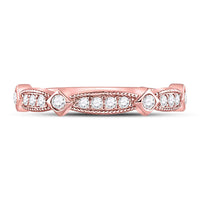 Load image into Gallery viewer, 10kt Rose Gold Womens Round Diamond Milgrain Band Ring 1/4 Cttw
