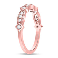 Load image into Gallery viewer, 10kt Rose Gold Womens Round Diamond Milgrain Band Ring 1/4 Cttw

