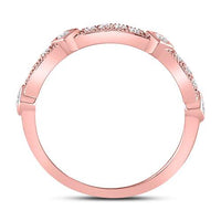 Load image into Gallery viewer, 10kt Rose Gold Womens Round Diamond Milgrain Band Ring 1/4 Cttw
