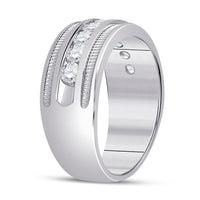 Load image into Gallery viewer, 14kt White Gold Mens Round Diamond Single Row Fluted Wedding Band Ring 2.00 Cttw
