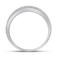 Load image into Gallery viewer, 14kt White Gold Mens Round Diamond Single Row Fluted Wedding Band Ring 2.00 Cttw
