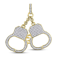 Load image into Gallery viewer, 10kt Yellow Gold Mens Round Diamond Handcuff Charm Pendant 1-1/4 Cttw
