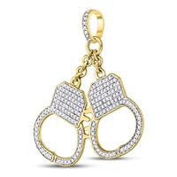 Load image into Gallery viewer, 10kt Yellow Gold Mens Round Diamond Handcuff Charm Pendant 1-1/4 Cttw
