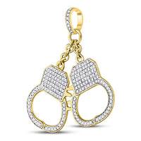 Load image into Gallery viewer, 10kt Yellow Gold Mens Round Diamond Handcuff Charm Pendant 1-1/4 Cttw
